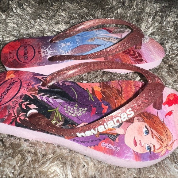 havaianas flip flops  crystal rose anna Elsa frozen size 9 c - Picture 1 of 5